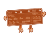 An airline ticket with cartoonish eyes, hands and feet.